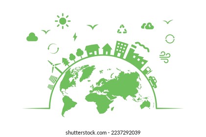 Ecology surrounding environment recycle green city development on earth