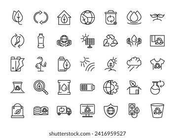 Ecology and sustainability line icon set vector