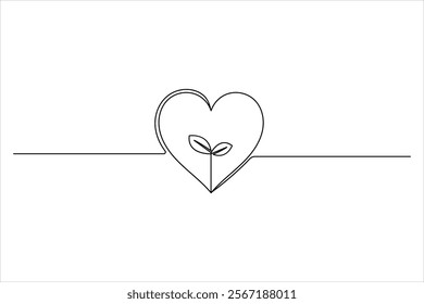 Ecology sustainable continuous line drawing and nature planet outline vector icon