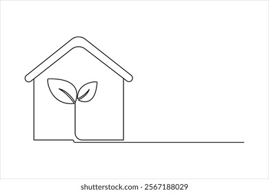 Ecology sustainable continuous line drawing and nature planet outline vector icon