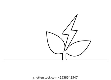 Ecology sustainable continuous one line drawing of Isolated outline vector art