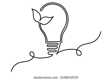 Ecology sustainable continuous one line drawing of Isolated outline vector art