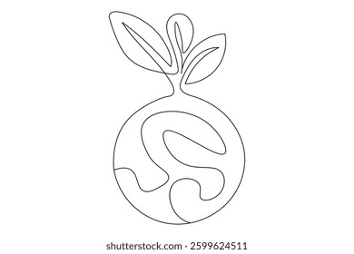 Ecology Sustainable Continuous one line art and out line vector icon
