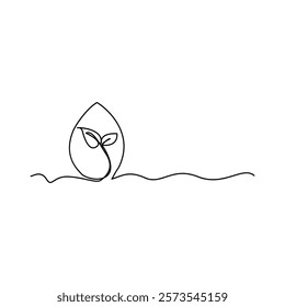 Ecology Sustainable continuous single line art, Nature Planet one line vector,
Ecology Sustainable one line art