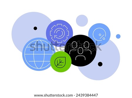 Ecology and sustainable development. Abstract scheme, bubble chart, infographic element. Flat graphics. Vector file.