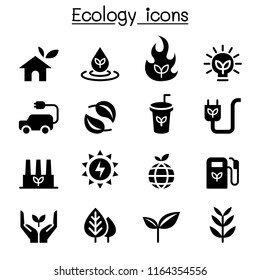 Ecology & Sustainable lifestyle icon set