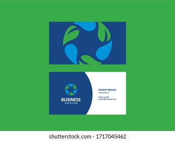 Ecology sustainable logo symbol flat and minimalist concept card