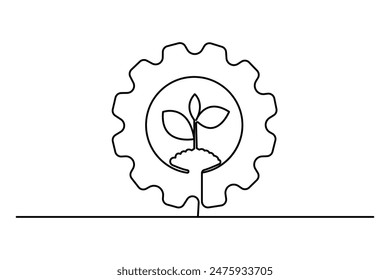 Ecology sustainable nature planet  continuous one line drawing of  Isolated outline vector art