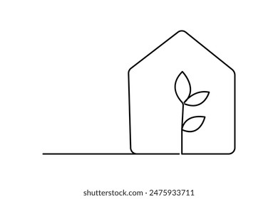Ecology sustainable nature planet  continuous one line drawing of  Isolated outline vector art