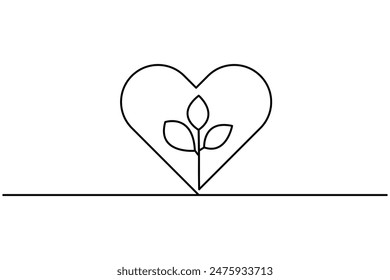 Ecology sustainable nature planet  continuous one line drawing of  Isolated outline vector art