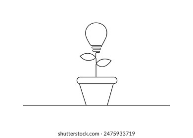 Ecology sustainable nature planet  continuous one line drawing of  Isolated outline vector art