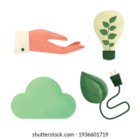 ecology sustainable weather energy icons
