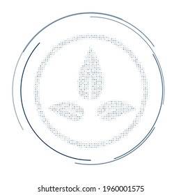 The ecology symbol filled with dark blue dots. Pointillism style. Vector illustration on white background