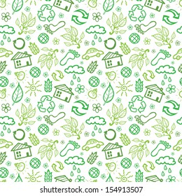 Ecology symbols seamless pattern background