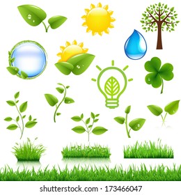 Ecology Symbols Set, With Gradient Mesh, Vector Illustration