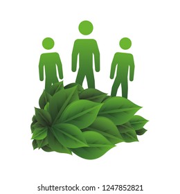 ecology teamwork silhouettes icon