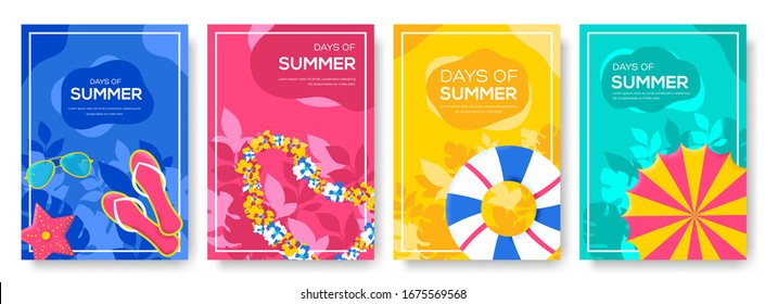 Ecology template of flyer, magazines, poster, book cover, banners. Outdoor invitation concept background. Summer vacation time  vector brochure cards set. Layout web banner, ui header, enter site