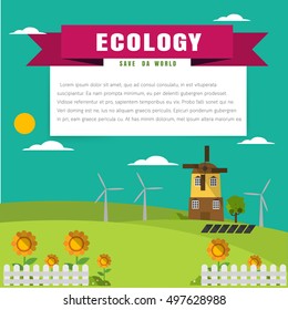 Ecology  template for  magazines, posters, book cover, banners. Layout illustrations modern pages with typography text