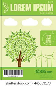 Ecology theme design for annual report, flyer, brochure or leaflet. Empty place for your text.