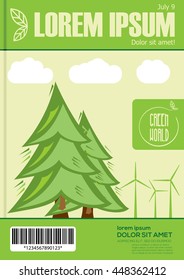Ecology theme design for annual report, flyer, brochure or leaflet. Empty place for your text.