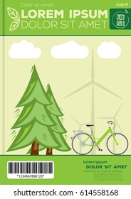 Ecology theme flat design for annual report, poster, brochure or leaflet. Empty place for your text.