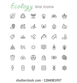 ecology thin line icons collection set