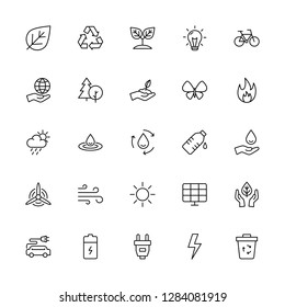 ecology thin line icons collection set