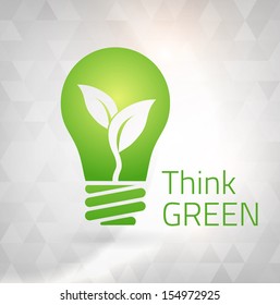 Ecology Think green bulb vector illustration. isolated from background. layered.