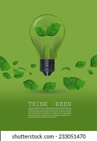 Ecology Think green bulb vector illustration. 