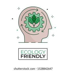 Ecology thinking icon - Ecology friendly - Editable stroke	