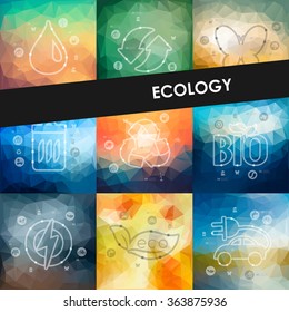 ecology timeline infographics with blurred background