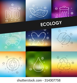 ecology timeline presentations with blurred unfocused background