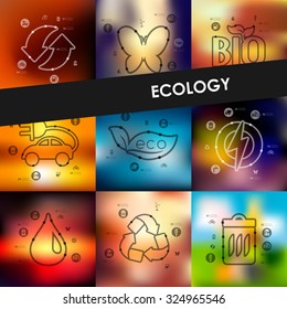 ecology timeline presentations with blurred unfocused background