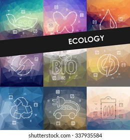ecology timeline presentations with blurred unfocused background