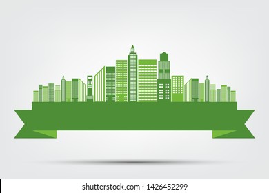 Ecology town concept and environment With Eco-Friendly Ideas,Vector Illustration