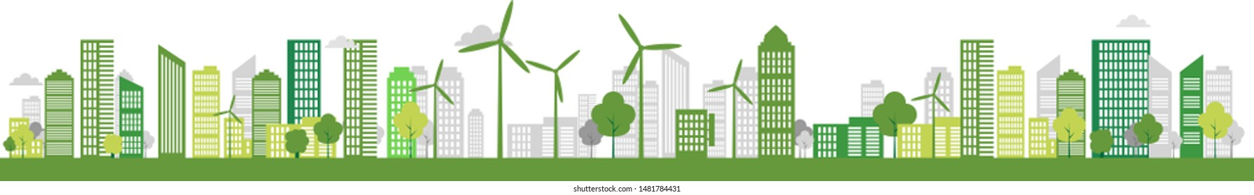 Ecology town concept and environment With Eco-Friendly Ideas,Vector Illustration