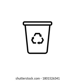 Ecology trash can line icon. Waste processing. Vector on isolated white background. EPS 10