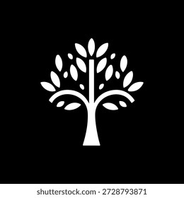 ecology tree icon, black flat, environment symbol, nature emblem