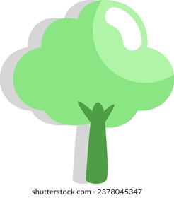 Árbol ecológico, ilustración o icono, vector sobre fondo blanco.