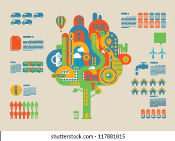 ecology tree info graphic background