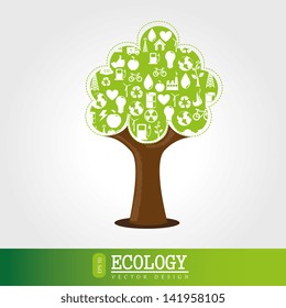ecology tree over white background vector illustration