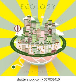 ecology urban life scenery in flat design