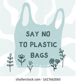 Ecology vector concept. Say no to plastic illustration. Zero waste concept.