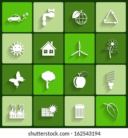 Ecology vector flat icons set