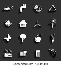 Ecology vector flat icons set