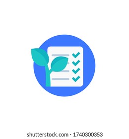 icono de vector de ecología con lista de verificación