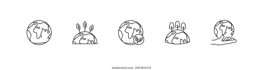 Conjunto de iconos de Vector ecológico. Iconos del planeta ecológico. Símbolo de concepto de protección de la tierra. 