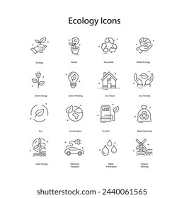 Ökologie Vektor Icon Set Umwelt-Schutz-Symbole