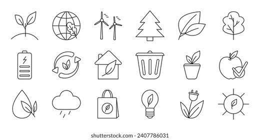 Ecology vector icon set. Isolated