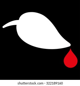 Ecology vector icon. Style is bicolor flat symbol, red and white colors, rounded angles, black background.